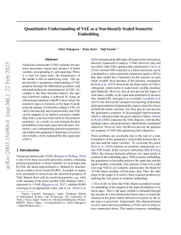 Quantitative Understanding of VAE as a Non-linearly Scaled Isometric
  Embedding