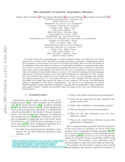 The optimality of syntactic dependency distances