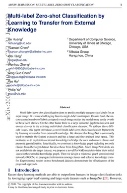 Multi-label Zero-shot Classification by Learning to Transfer from
  External Knowledge