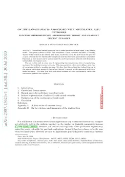 On the Banach spaces associated with multi-layer ReLU networks: Function
  representation, approximation theory and gradient descent dynamics