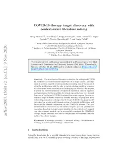 COVID-19 therapy target discovery with context-aware literature mining