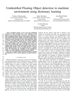 Unidentified Floating Object detection in maritime environment using
  dictionary learning