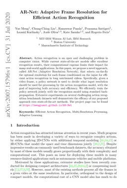AR-Net: Adaptive Frame Resolution for Efficient Action Recognition
