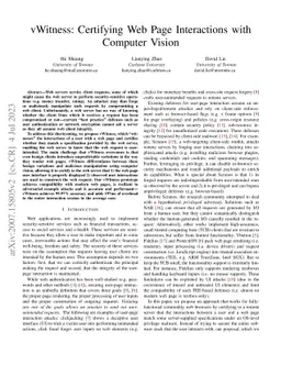 vWitness: Certifying Web Page Interactions with Computer Vision