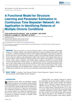 A Functional Model for Structure Learning and Parameter Estimation in
  Continuous Time Bayesian Network: An Application in Identifying Patterns of
  Multiple Chronic Conditions