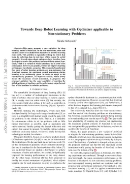 Towards Deep Robot Learning with Optimizer applicable to Non-stationary
  Problems