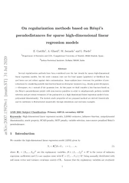 On regularization methods based on Rényi's pseudodistances for sparse
  high-dimensional linear regression models