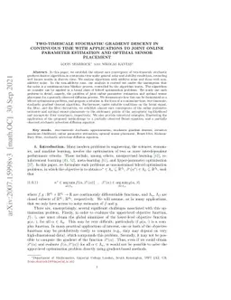 Two-Timescale Stochastic Gradient Descent in Continuous Time with
  Applications to Joint Online Parameter Estimation and Optimal Sensor
  Placement