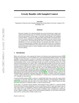 Greedy Bandits with Sampled Context