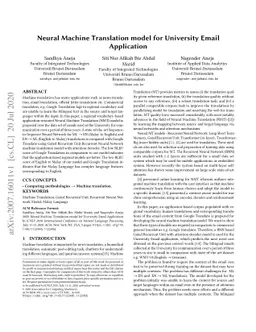 Neural Machine Translation model for University Email Application