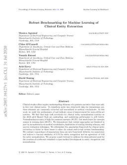Robust Benchmarking for Machine Learning of Clinical Entity Extraction