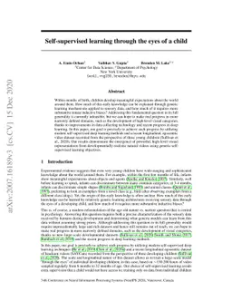 Self-supervised learning through the eyes of a child