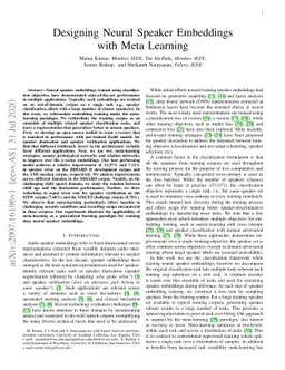 Designing Neural Speaker Embeddings with Meta Learning