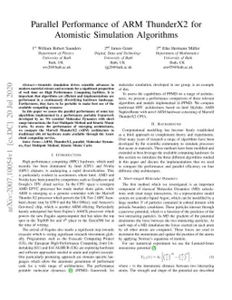 Parallel Performance of ARM ThunderX2 for Atomistic Simulation
  Algorithms