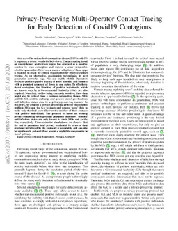 Privacy-Preserving Multi-Operator Contact Tracing for Early Detection of
  Covid19 Contagions