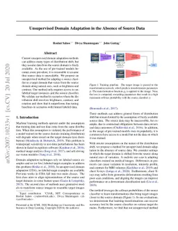 Unsupervised Domain Adaptation in the Absence of Source Data