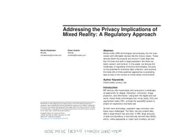Addressing the Privacy Implications of Mixed Reality: A Regulatory
  Approach