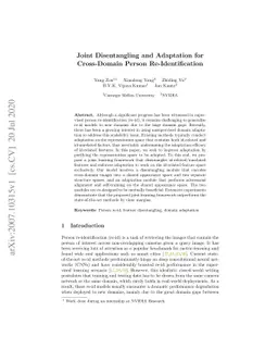 Joint Disentangling and Adaptation for Cross-Domain Person
  Re-Identification