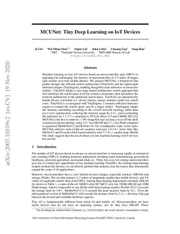 MCUNet: Tiny Deep Learning on IoT Devices
