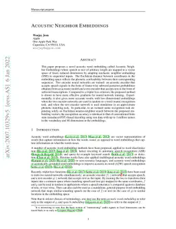 Acoustic Neighbor Embeddings