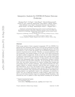 Integrative Analysis for COVID-19 Patient Outcome Prediction