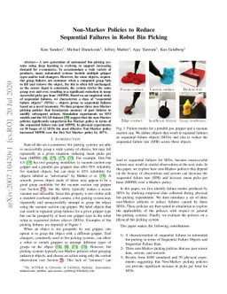 Non-Markov Policies to Reduce Sequential Failures in Robot Bin Picking