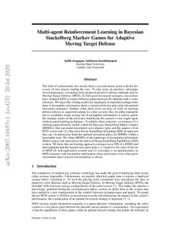 Multi-agent Reinforcement Learning in Bayesian Stackelberg Markov Games
  for Adaptive Moving Target Defense