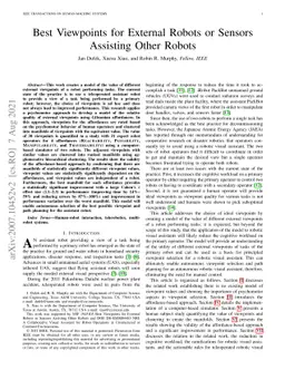 Best Viewpoints for External Robots or Sensors Assisting Other Robots