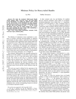 Minimax Policy for Heavy-tailed Bandits