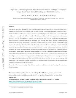 DeepCorn: A Semi-Supervised Deep Learning Method for High-Throughput
  Image-Based Corn Kernel Counting and Yield Estimation