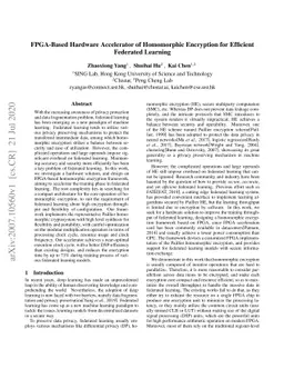 FPGA-Based Hardware Accelerator of Homomorphic Encryption for Efficient
  Federated Learning