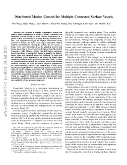 Distributed Motion Control for Multiple Connected Surface Vessels