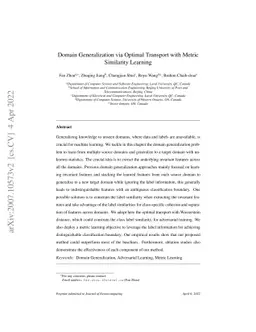 Domain Generalization via Optimal Transport with Metric Similarity
  Learning