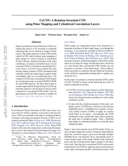 CyCNN: A Rotation Invariant CNN using Polar Mapping and Cylindrical
  Convolution Layers