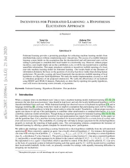 Incentives for Federated Learning: a Hypothesis Elicitation Approach