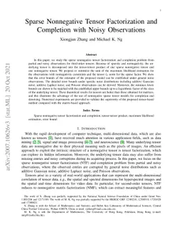 Sparse Nonnegative Tensor Factorization and Completion with Noisy
  Observations