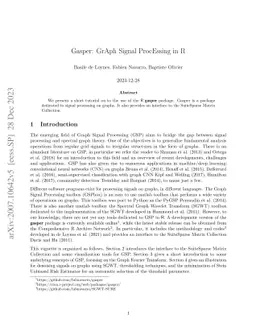 Gasper: GrAph Signal ProcEssing in R