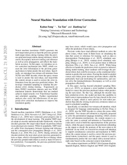 Neural Machine Translation with Error Correction