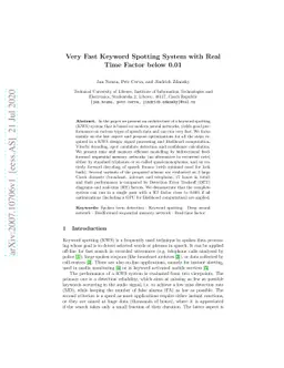 Very Fast Keyword Spotting System with Real Time Factor below 0.01