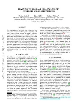 Learning to Read and Follow Music in Complete Score Sheet Images