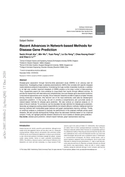 Recent Advances in Network-based Methods for Disease Gene Prediction