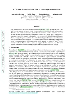 IITK-RSA at SemEval-2020 Task 5: Detecting Counterfactuals