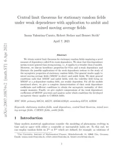 Central limit theorems for stationary random fields under weak
  dependence with application to ambit and mixed moving average fields