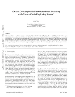 On the Convergence of Reinforcement Learning with Monte Carlo Exploring
  Starts
