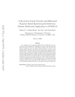 A Recurrent Neural Network and Differential Equation Based
  Spatiotemporal Infectious Disease Model with Application to COVID-19