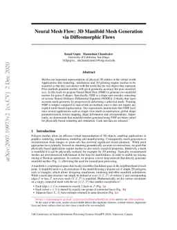 Neural Mesh Flow: 3D Manifold Mesh Generation via Diffeomorphic Flows