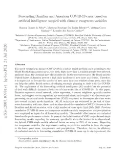 Forecasting Brazilian and American COVID-19 cases based on artificial
  intelligence coupled with climatic exogenous variables