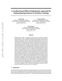 A Gradient-based Bilevel Optimization Approach for Tuning
  Hyperparameters in Machine Learning