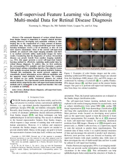 Self-supervised Feature Learning via Exploiting Multi-modal Data for
  Retinal Disease Diagnosis