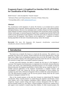 Fragments-Expert: A Graphical User Interface MATLAB Toolbox for
  Classification of File Fragments